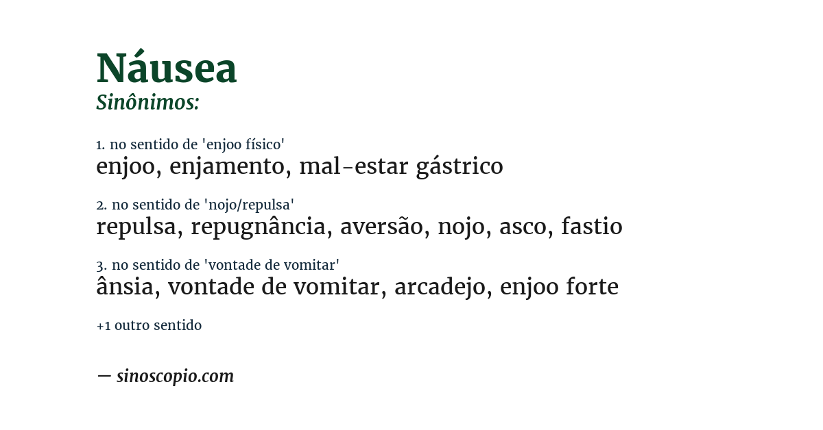 Sinônimo de náusea