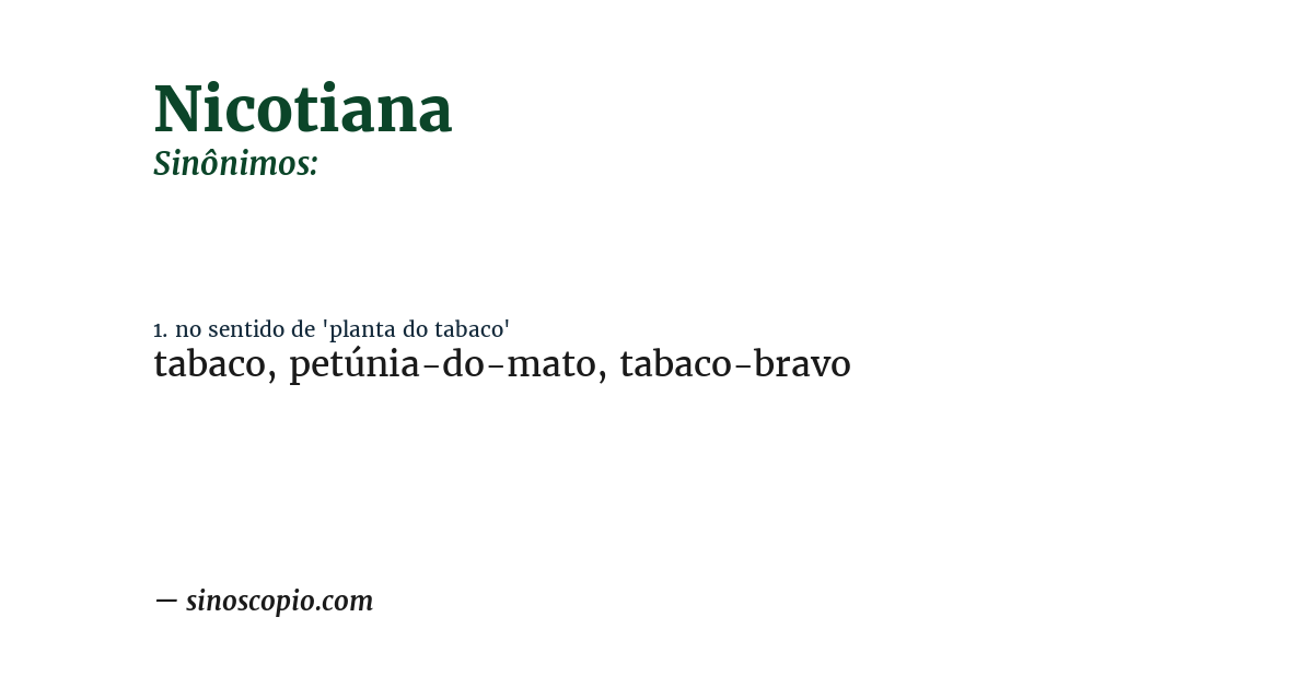 Sinônimo de nicotiana