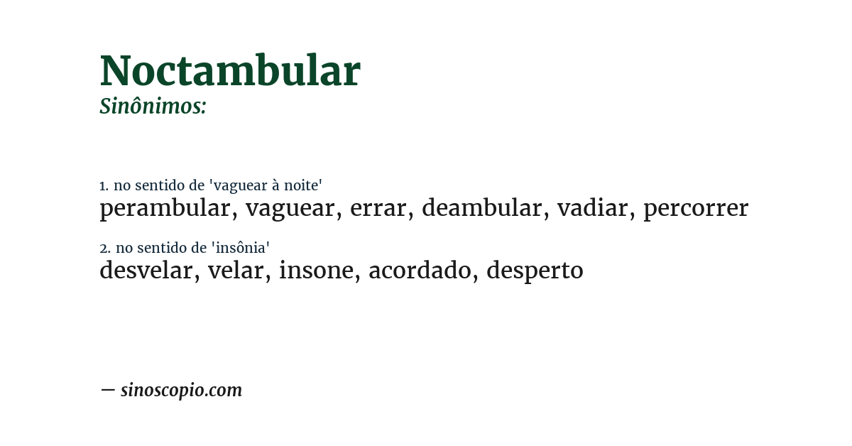 Sinônimo de noctambular