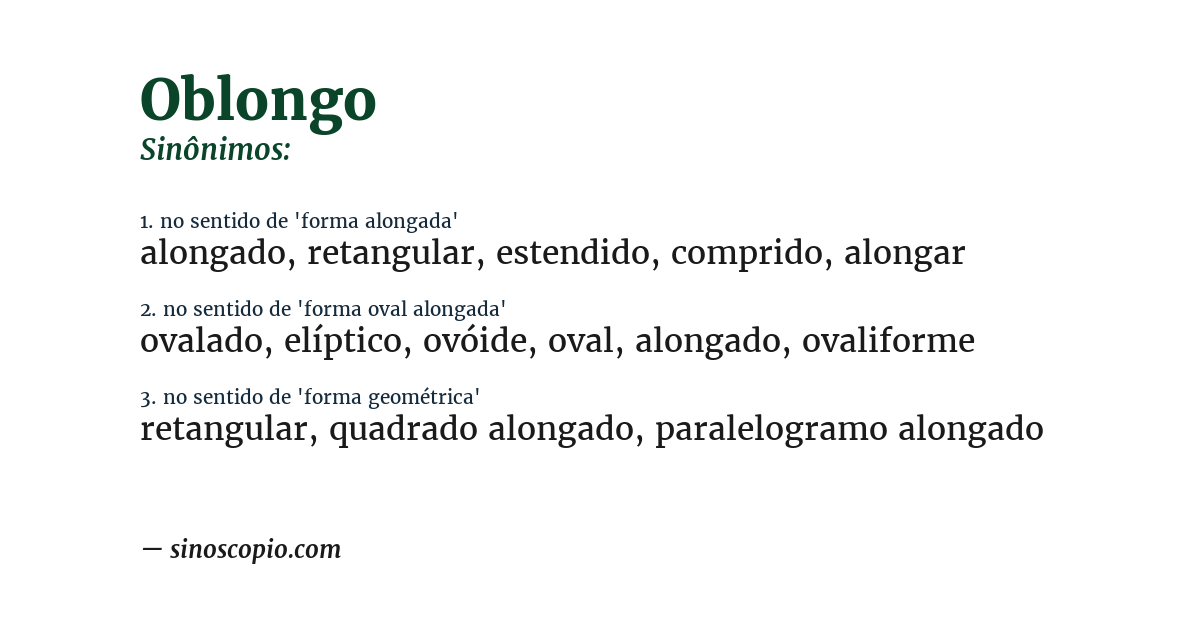 Sinônimo de oblongo