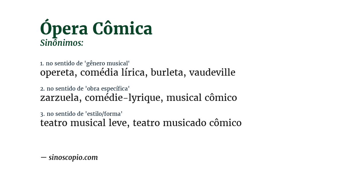 Sinônimo de ópera cômica