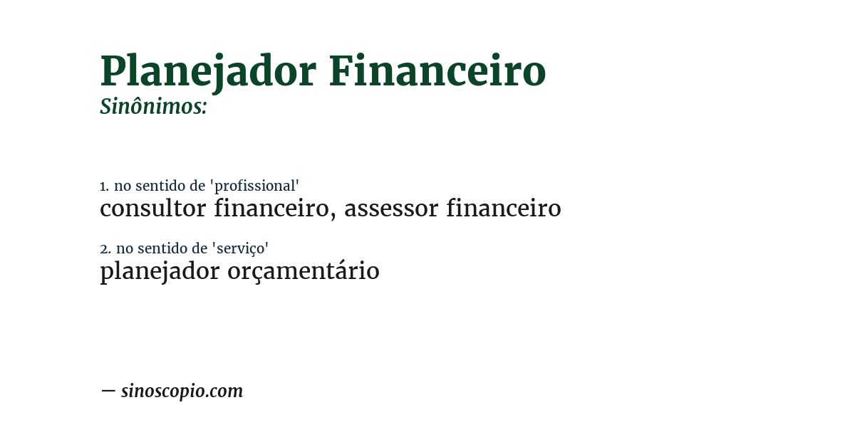 Sinônimo de planejador financeiro