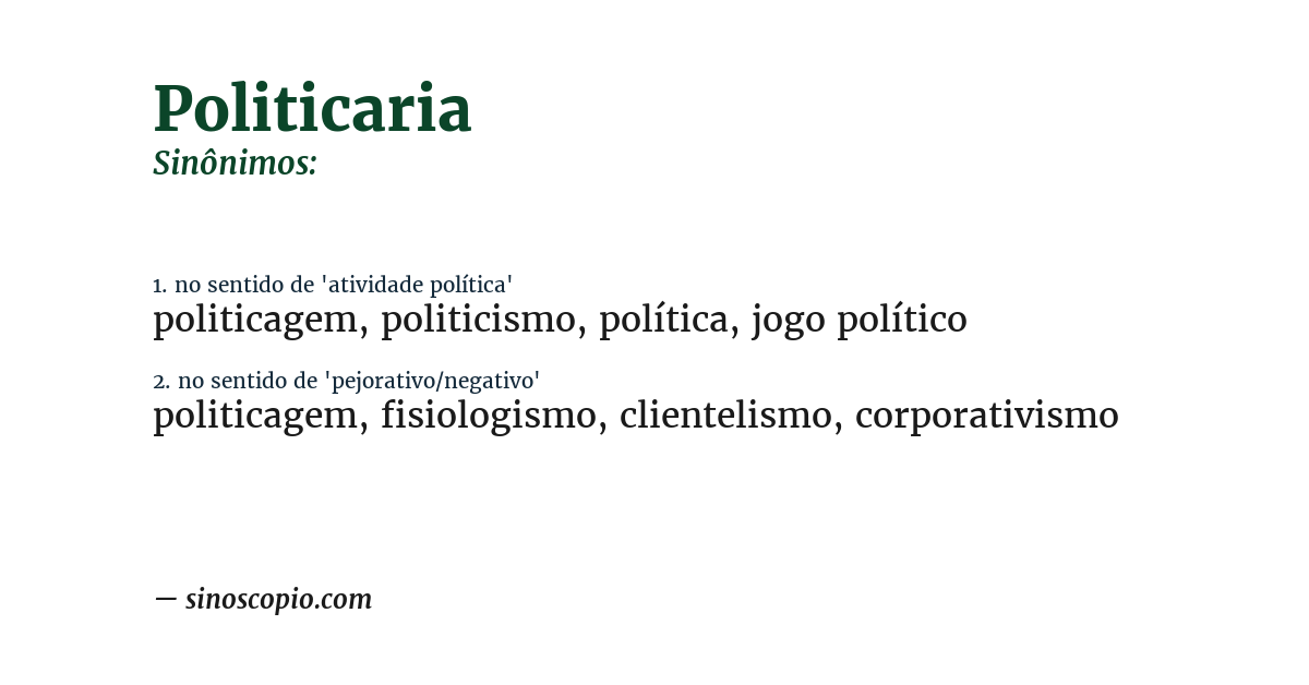Sinônimo de politicaria