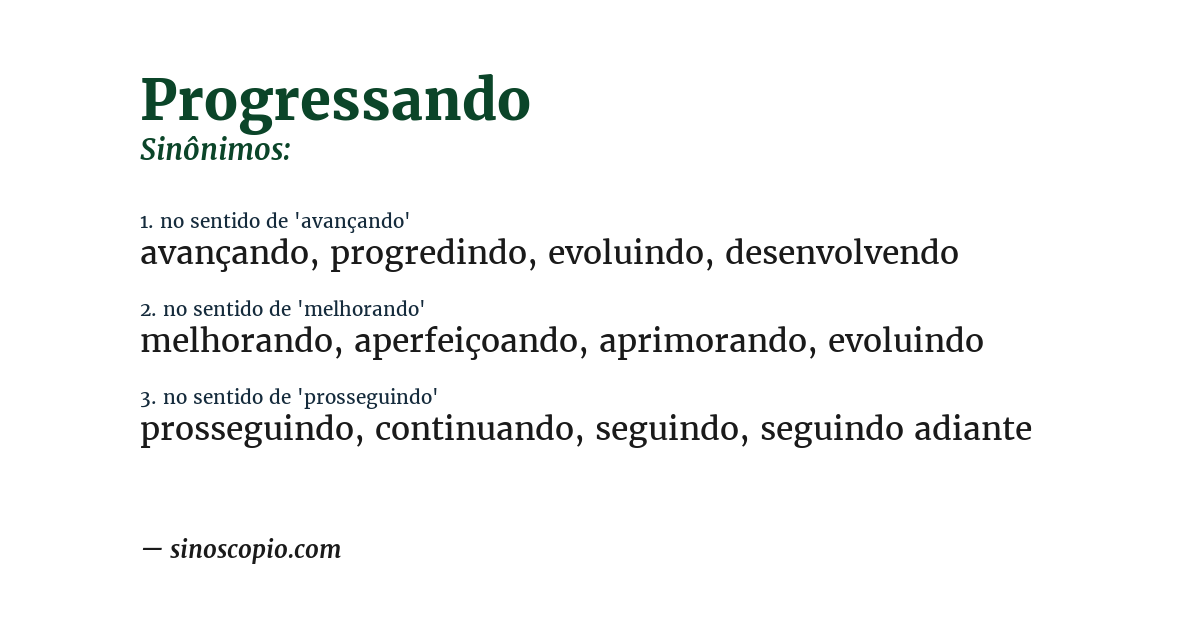Sinônimo de progressando