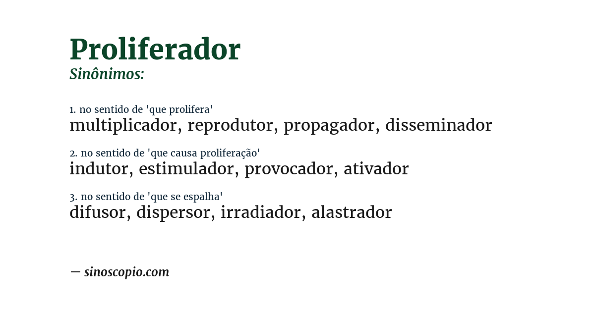 Sinônimo de proliferador
