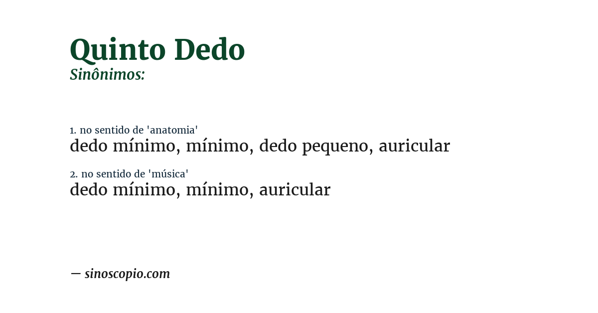 Sinônimo de quinto dedo
