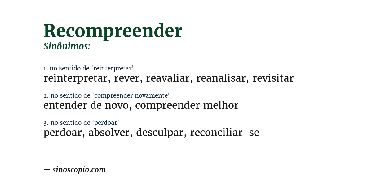 Sinônimo de recompreender