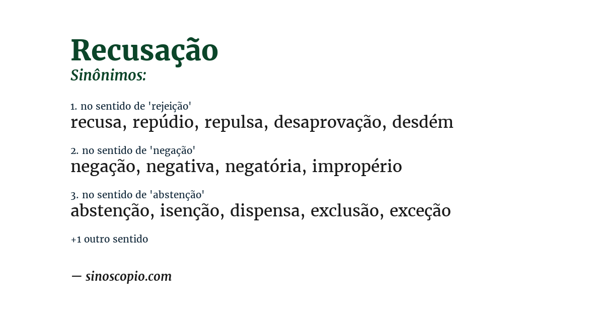 Sinônimo de recusação