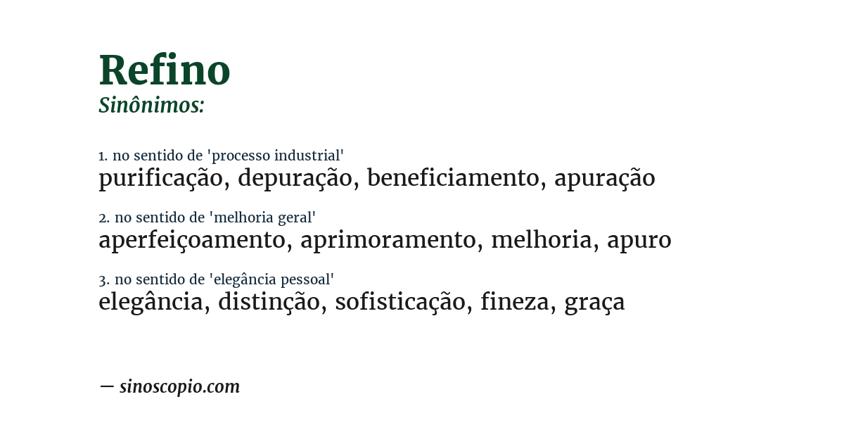 Sinônimo de refino
