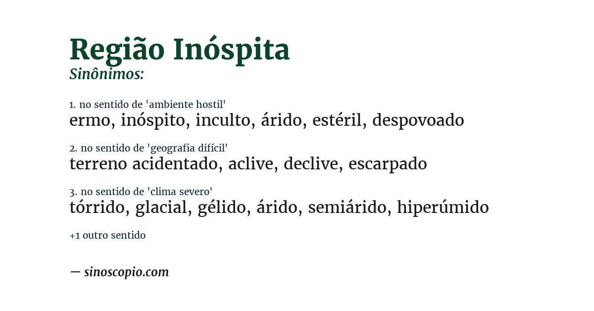 Sinônimo de região inóspita