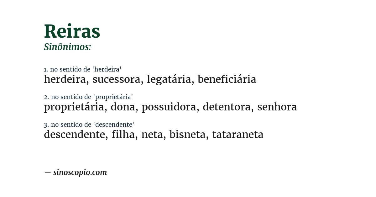 Sinônimo de reiras