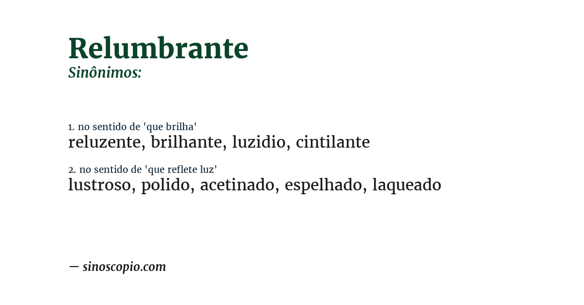 Sinônimo de relumbrante