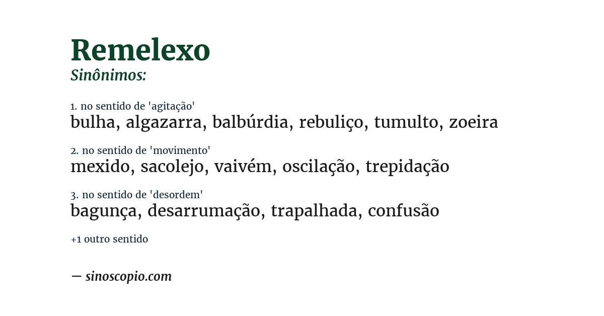 Sinônimo de remelexo