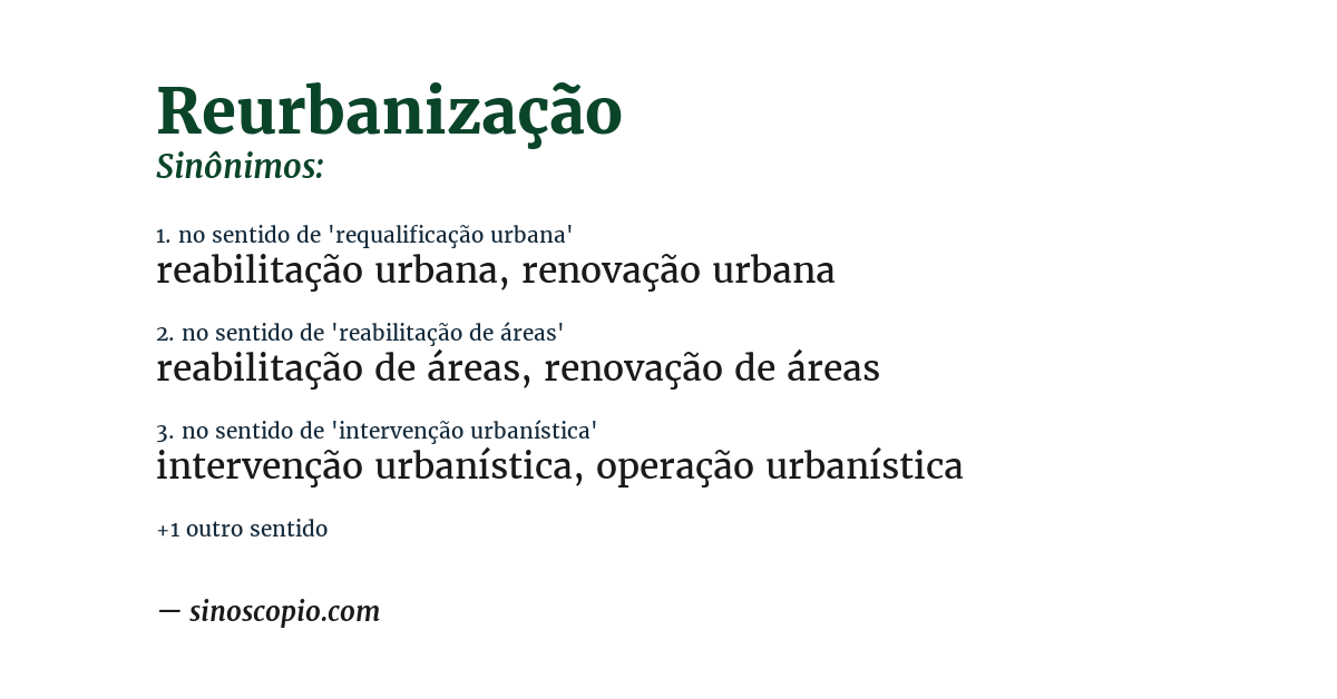 Sinônimo de reurbanização