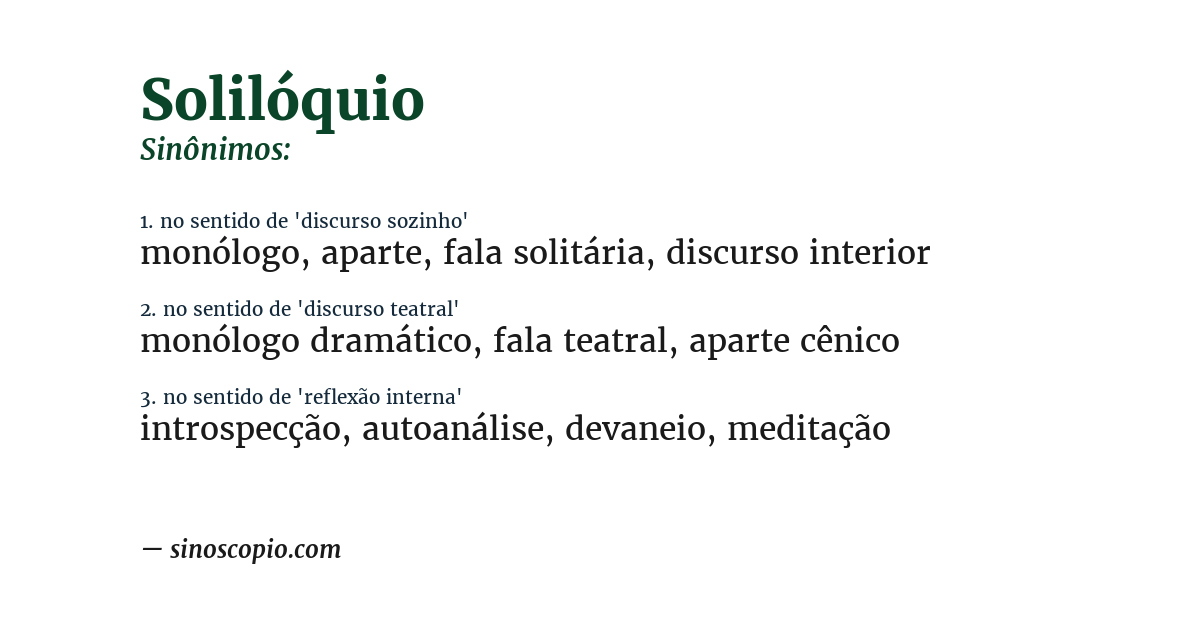 Sinônimo de solilóquio