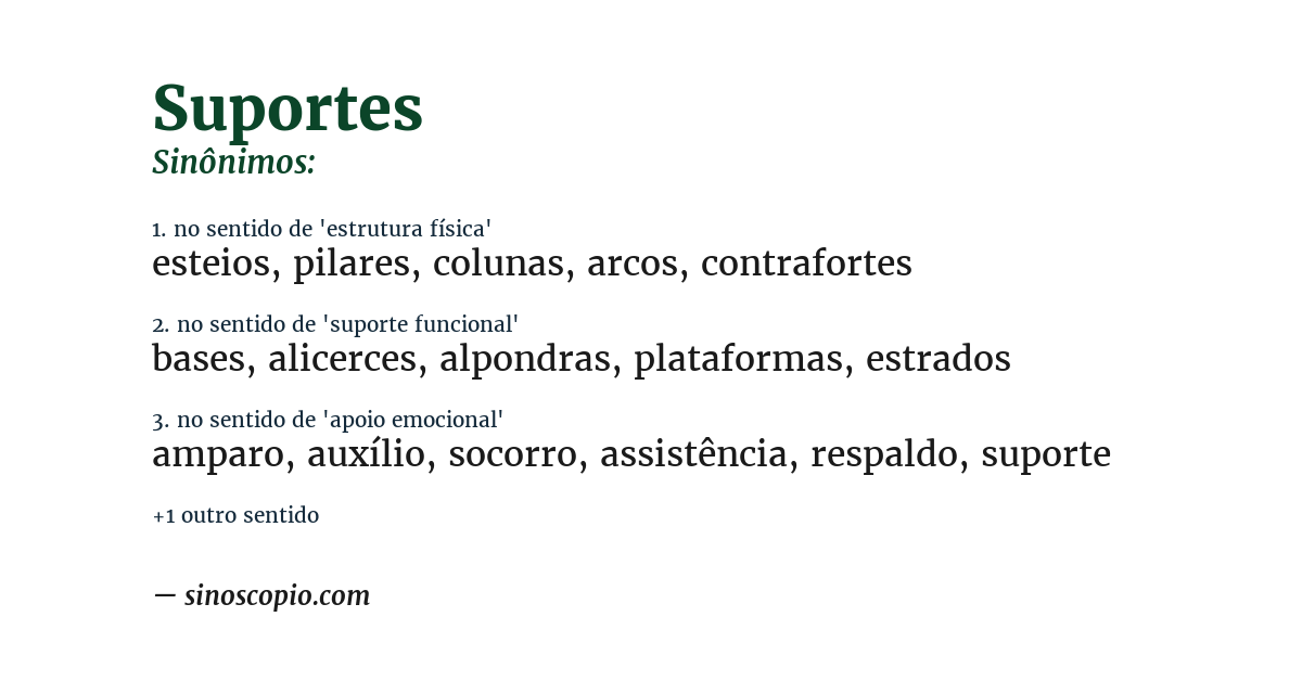 Sinônimo de suportes