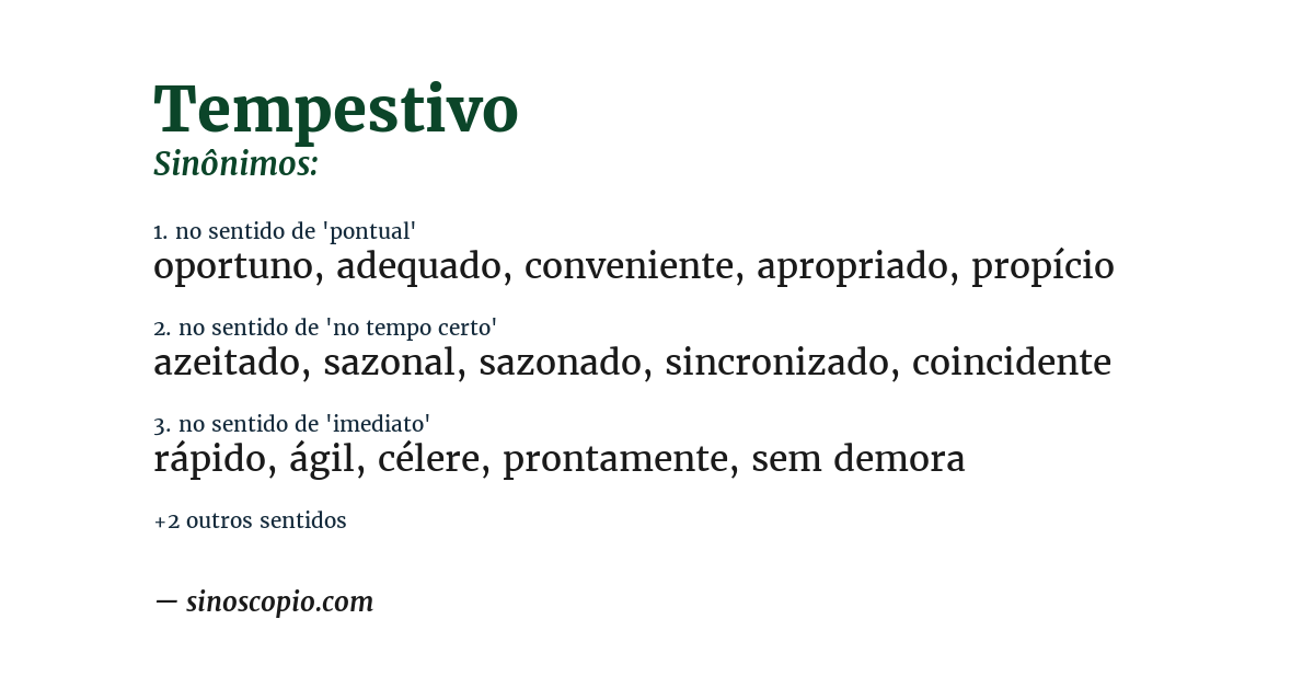 Sinônimo de tempestivo