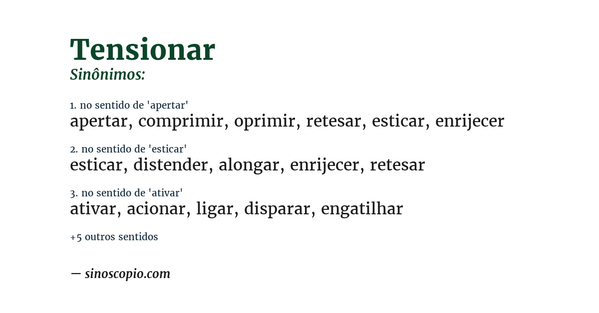 Sinônimo de tensionar