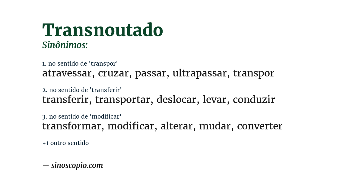 Sinônimo de transnoutado
