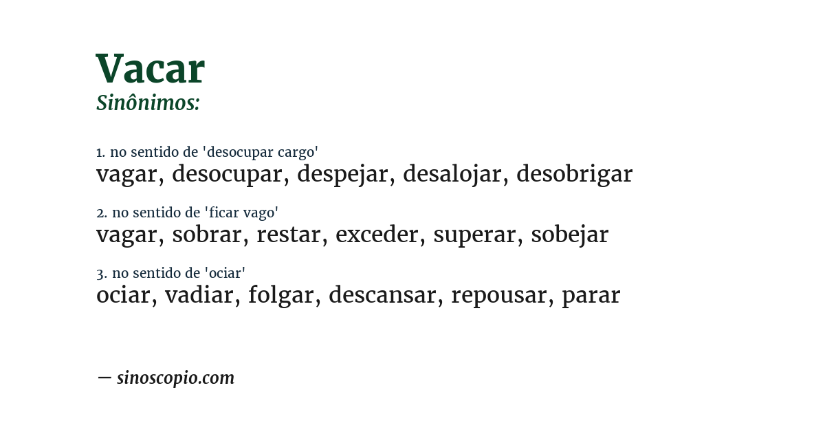 Sinônimo de vacar
