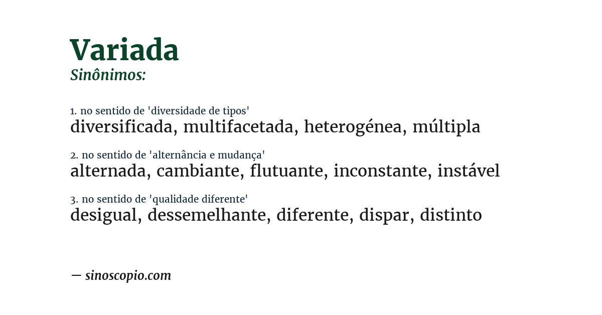 Sinônimo de variada