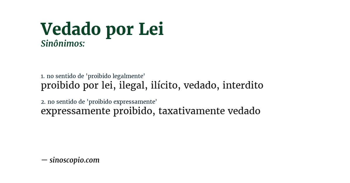 Sinônimo de vedado por lei