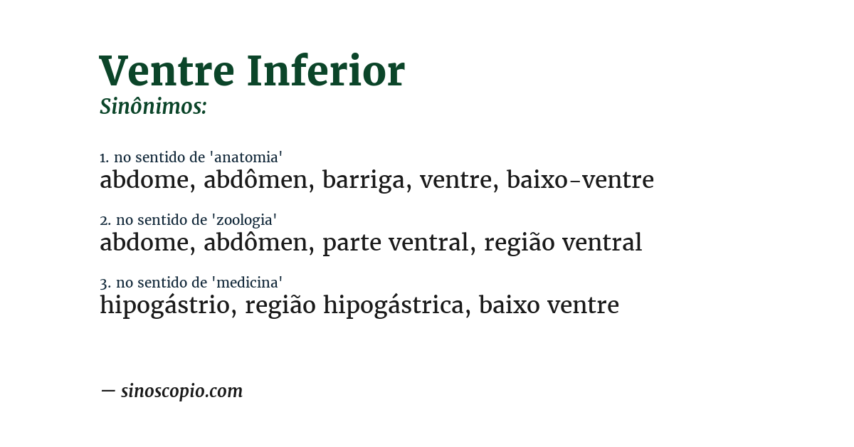 Sinônimo de ventre inferior