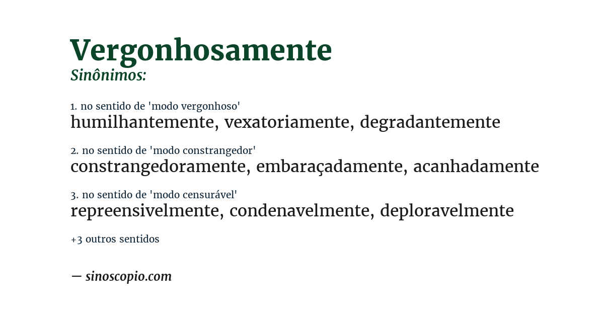 Sinônimo de vergonhosamente