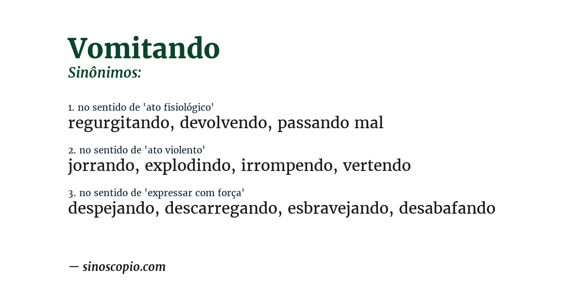 Sinônimo de vomitando