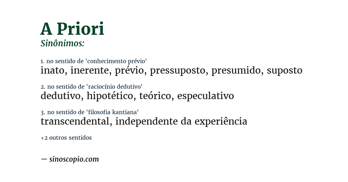 Sinônimo de a priori