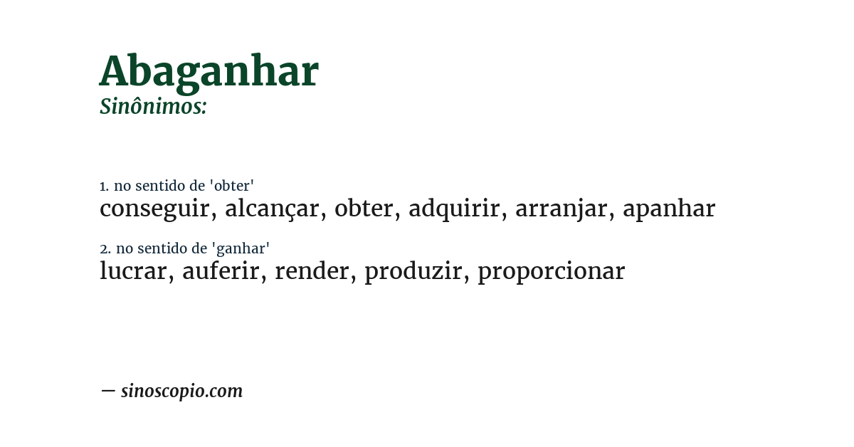 Sinônimo de abaganhar
