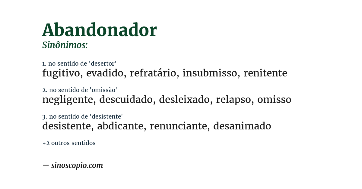 Sinônimo de abandonador