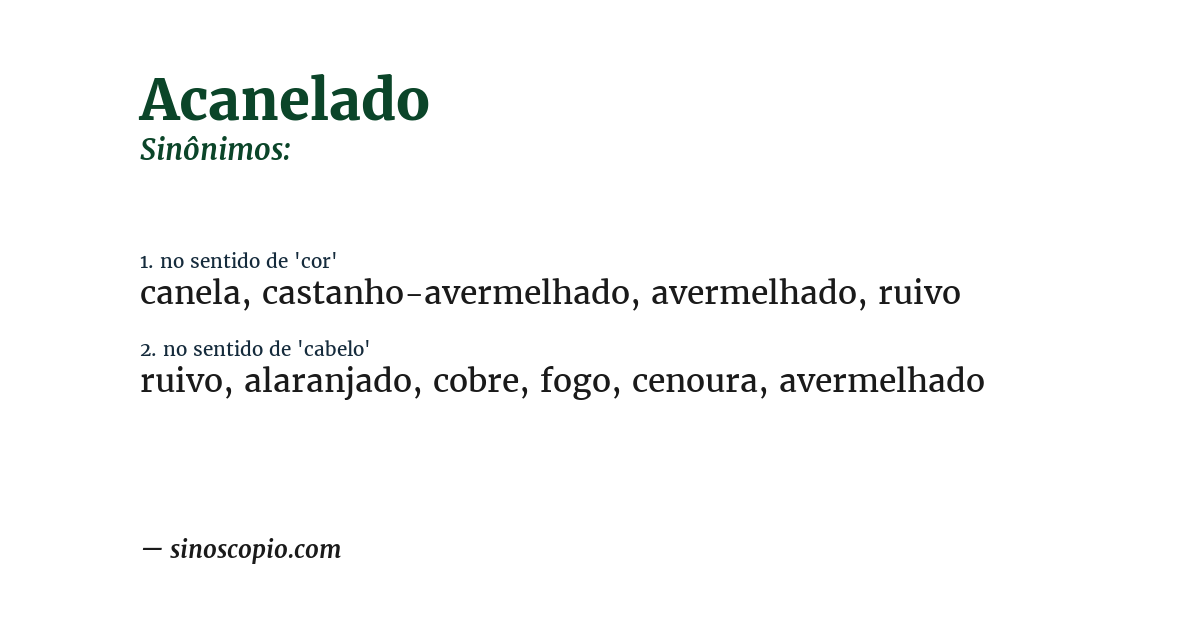 Sinônimo de acanelado