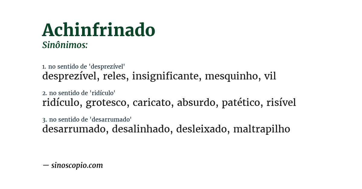 Sinônimo de achinfrinado