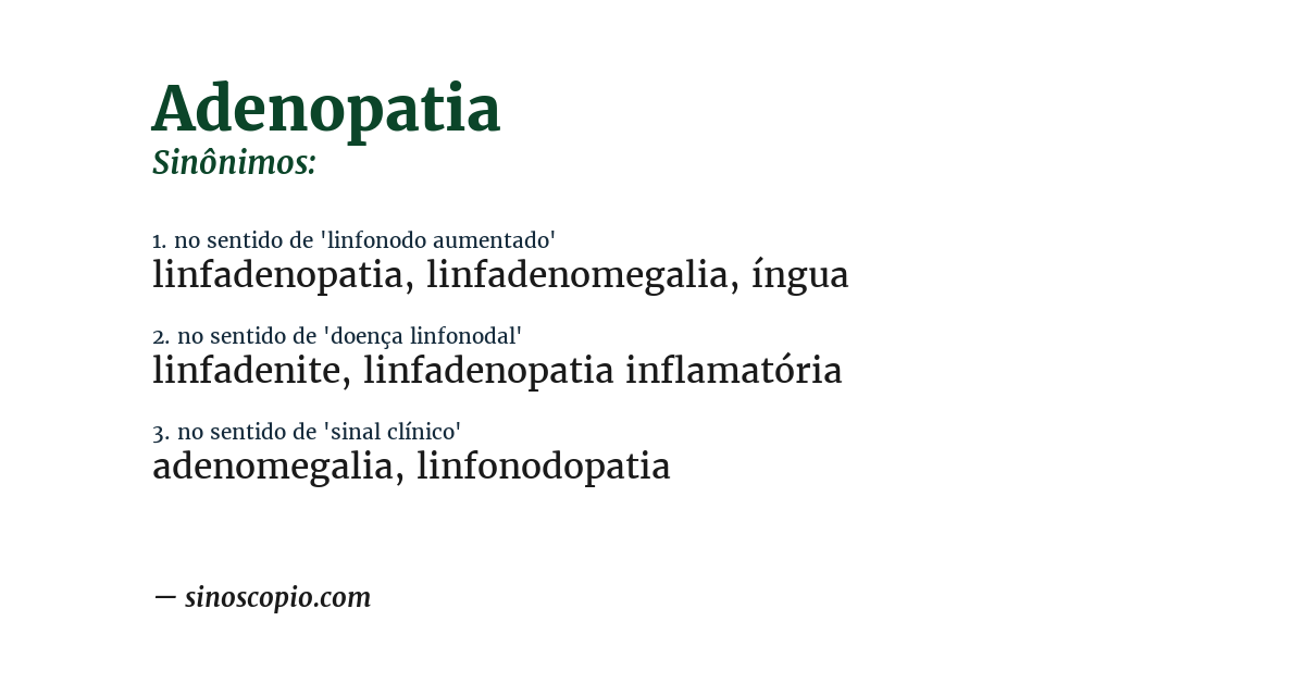 Sinônimo de adenopatia