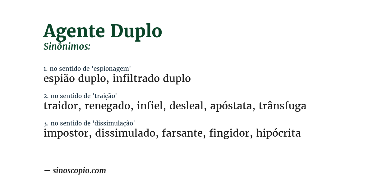 Sinônimo de agente duplo