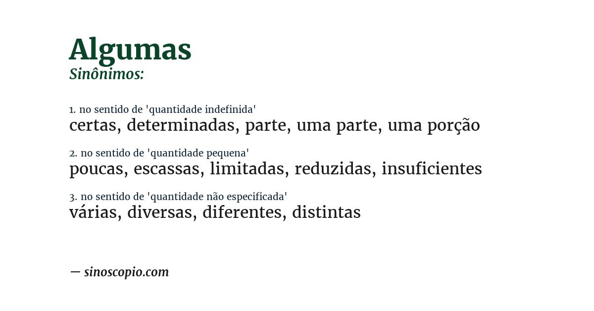 Sinônimo de algumas