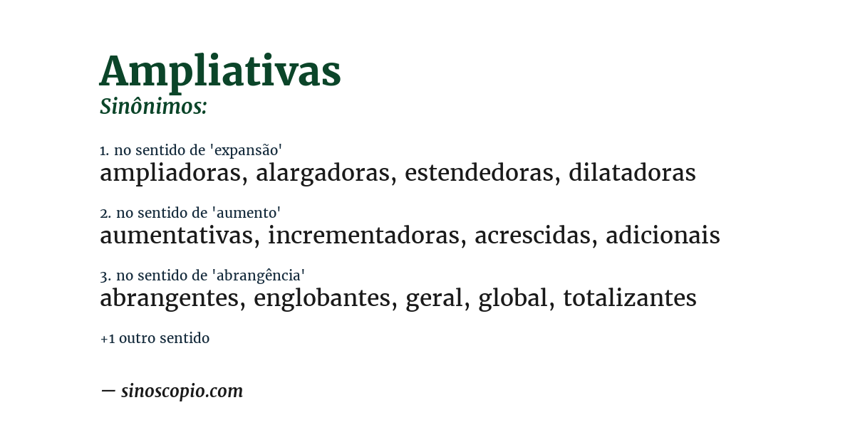 Sinônimo de ampliativas