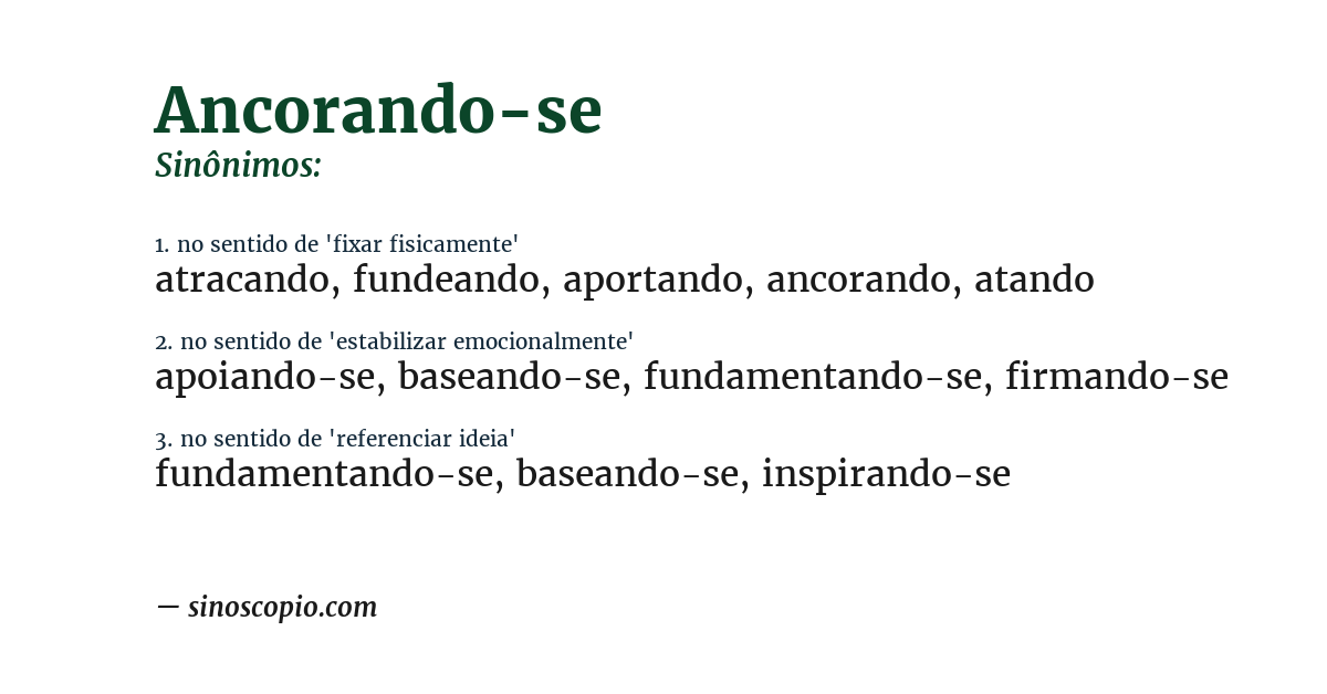 Sinônimo de ancorando-se