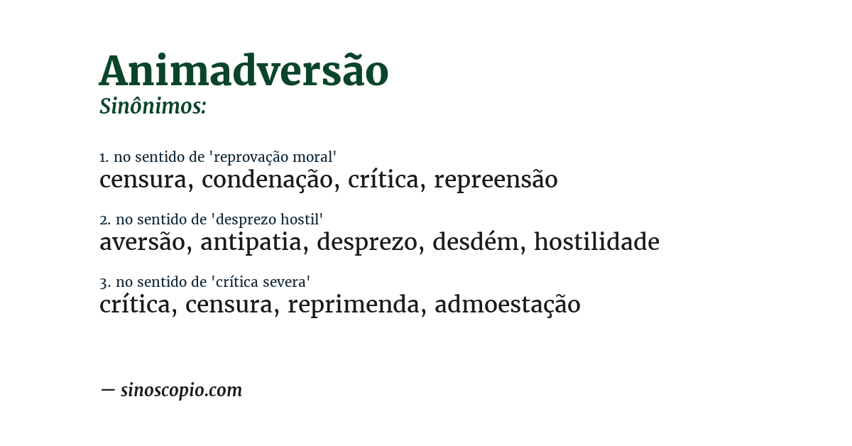 Sinônimo de animadversão