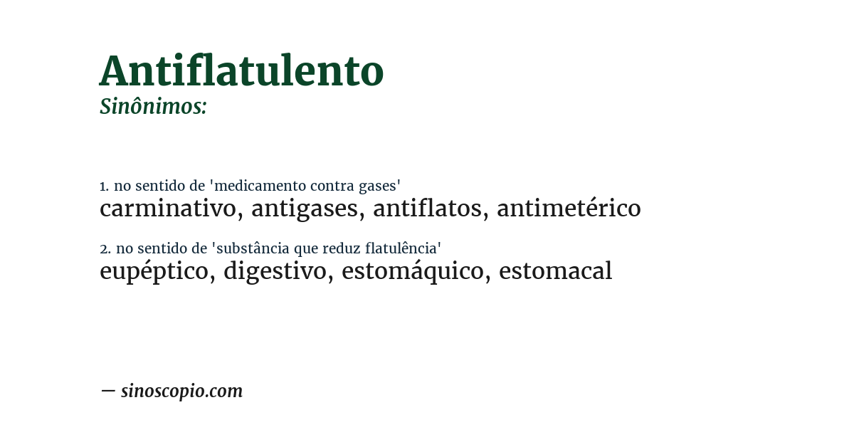 Sinônimo de antiflatulento