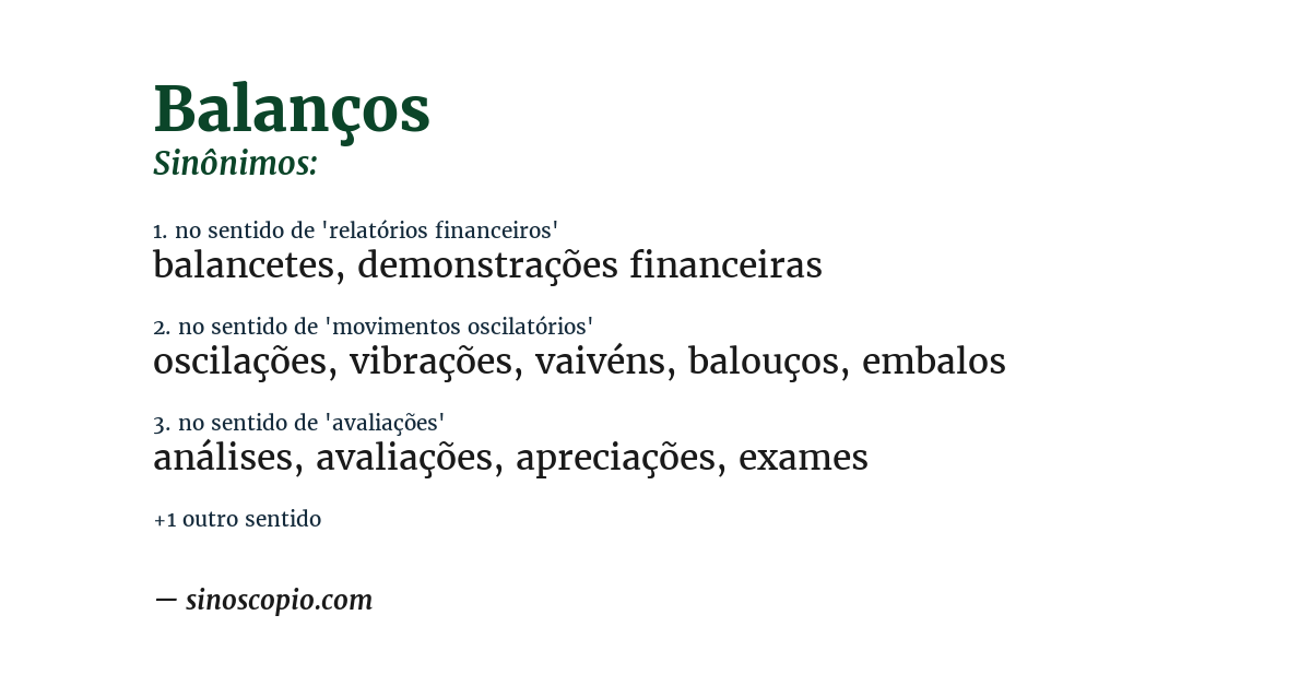 Sinônimo de balanços