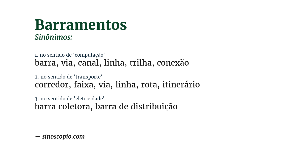 Sinônimo de barramentos