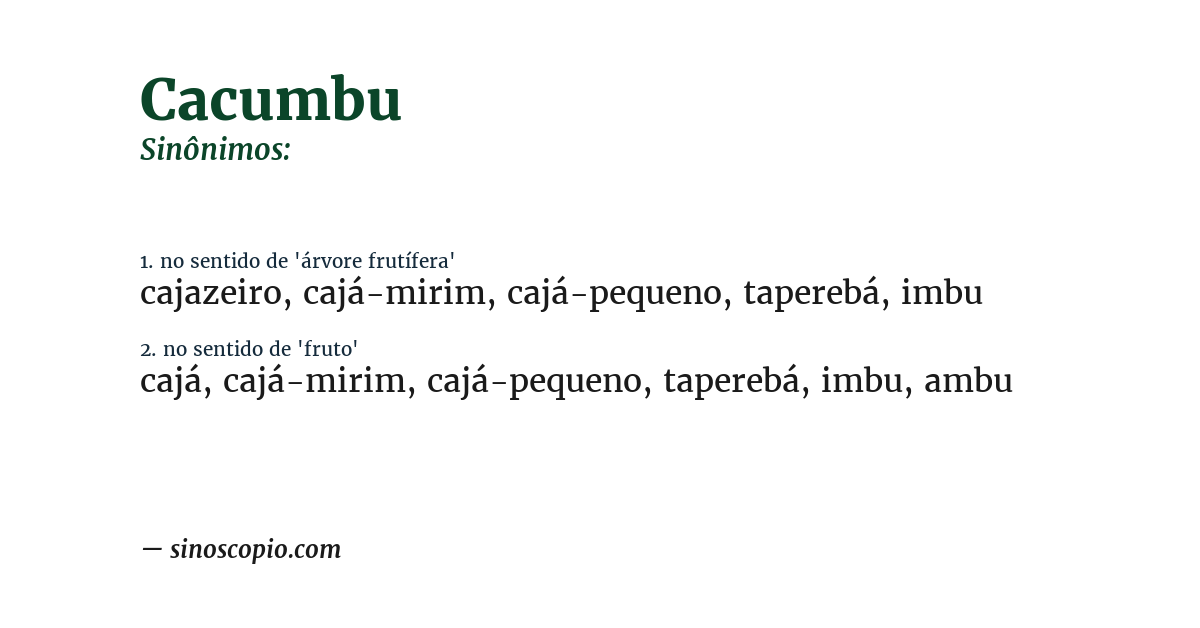 Sinônimo de cacumbu