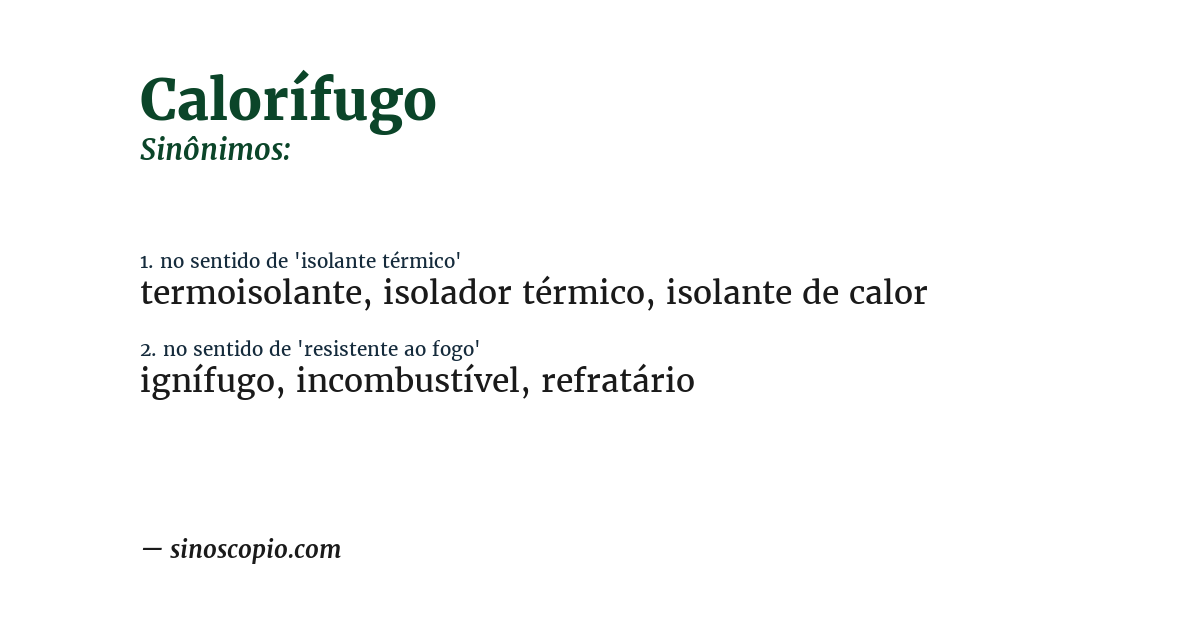 Sinônimo de calorífugo