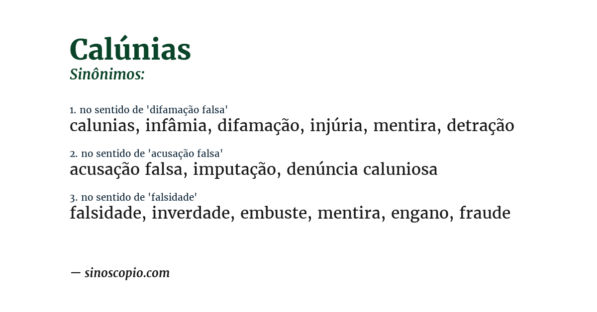 Sinônimo de calúnias