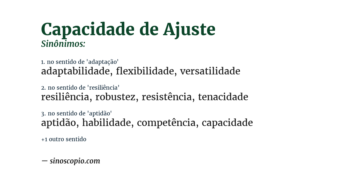 Sinônimo de capacidade de ajuste
