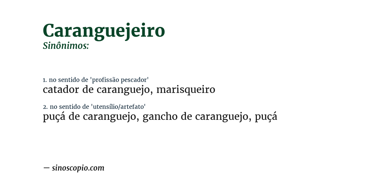 Sinônimo de caranguejeiro