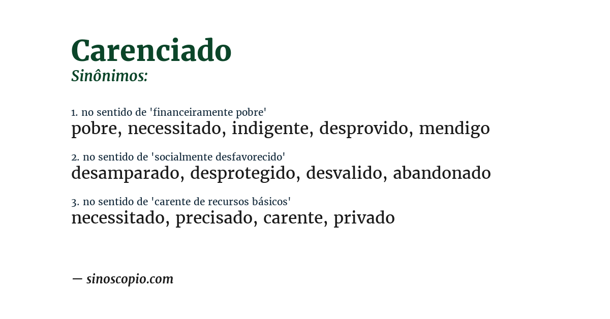 Sinônimo de carenciado