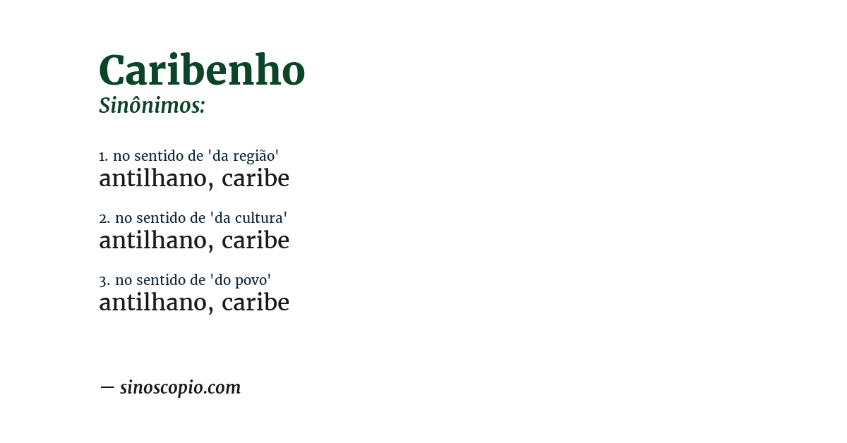 Sinônimo de caribenho